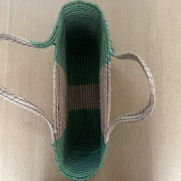 Mexico Palm Bright Floral Basket Weave Wicker Purse Bag - Picture 3 of 7